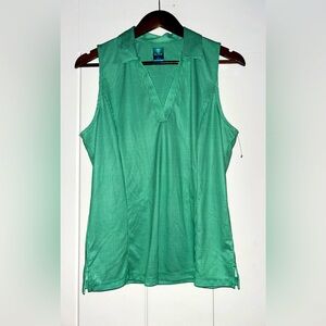 PGA Pro Tour Coolplay  Green Plaid Women L Golf Polo Top Motion‎ Range Casual
